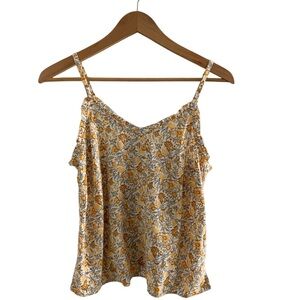 Old Navy Yellow and Ivory Floral Ruffled Tank Top - Like New